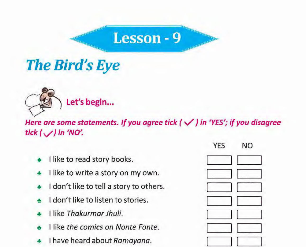 Butterfly class 5 lesson 9 question answer the bird's eye