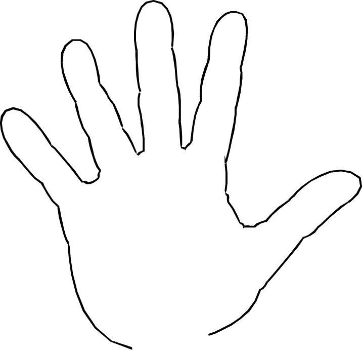 large hand on a plain sheet