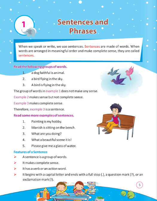 Class 5 English Grammar—sentences and phrases
