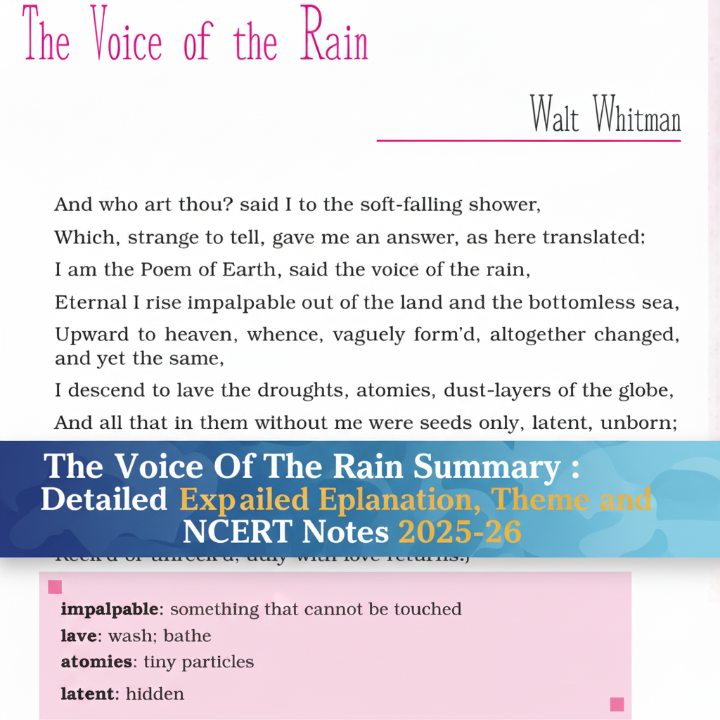 The Voice Of The Rain Summary: Detailed Explanation, Theme and NCERT Notes Solved 2025-26