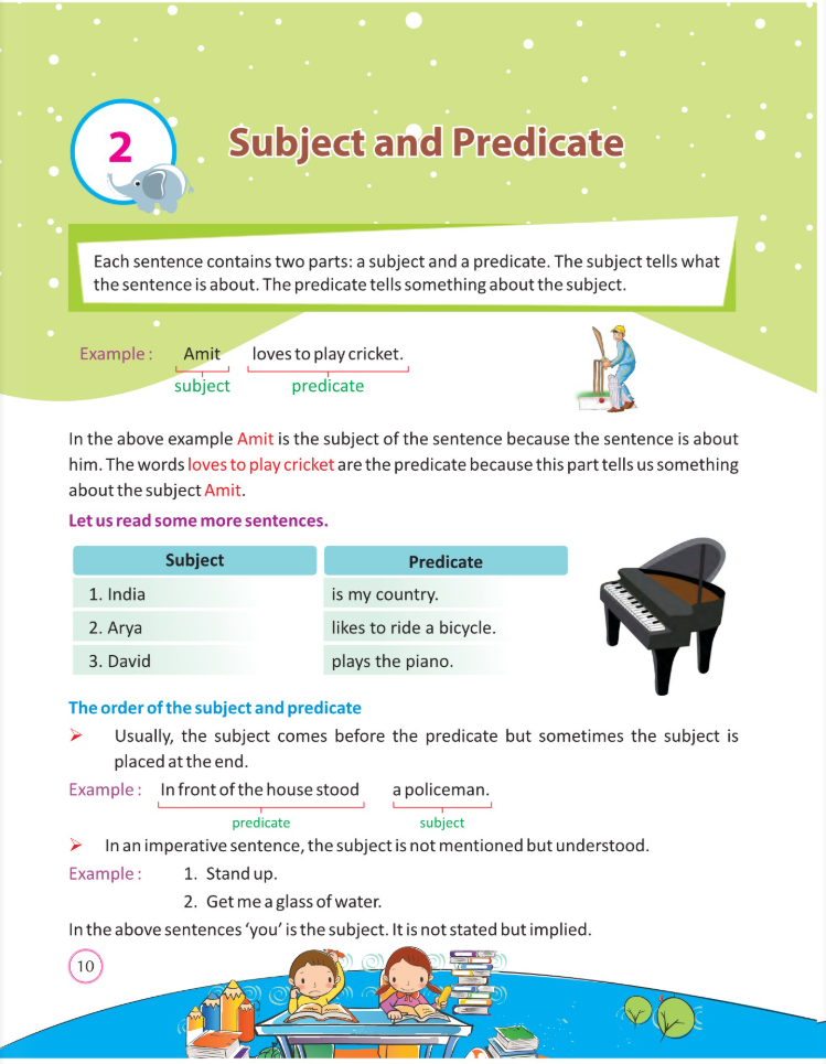 subject and predicate worksheet for class 5​