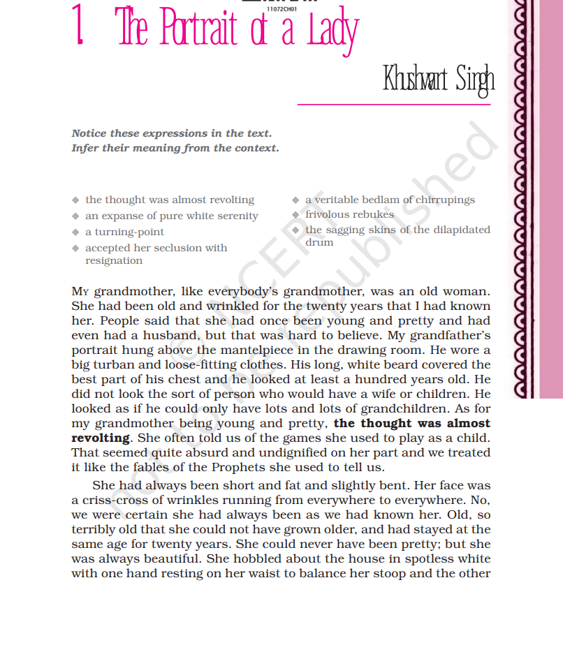 The Portrait of A Lady Class 11 Questions With Answers Solved