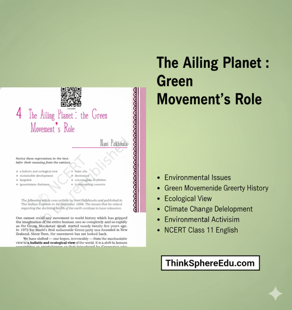 The Ailing Planet Question Answers Solved