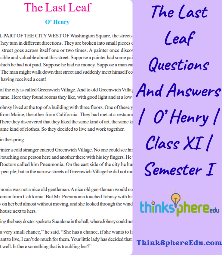 The Last Leaf Questions And Answers