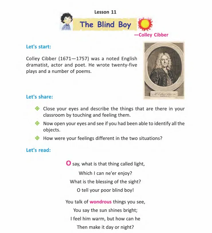 The Blind Boy Poem question answer and bengali meaning